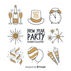 happy new year party elements collection