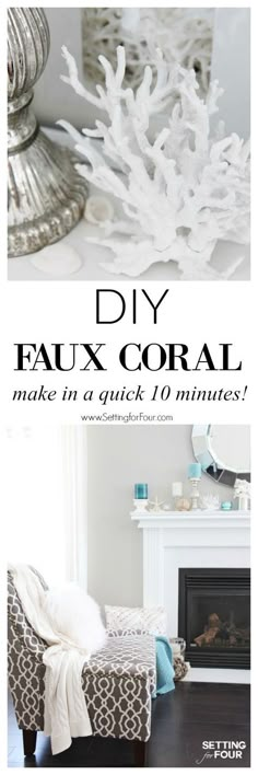 the cover of diy faux coral is shown in black and white, with an image of