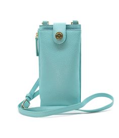 A miniature marvel of form and function, the Paris Phone Pouch holds all your necessary essentials securely in style. Made of gorgeous Italian leather in an aqua blue hue, it stores any sized phone in the main compartment, plus there’s also three credit card/ID pockets. Securing your phone in place with a top flap snap, this crossbody-style bag also has a side zipped section for keys and other must-haves. The Paris is perfect for a night out when a little bag goes a long way — just toss the adju Blue Phone Bag With Cell Phone Pocket For On-the-go, Blue Crossbody Phone Bag With Card Slots, Functional Blue Phone Bag With Cell Phone Pocket, Versatile Blue Phone Bag For Travel, Functional Blue Rectangular Phone Bag, Blue Leather Phone Bag With Cell Phone Pocket, Versatile Blue Phone Bag With Removable Pouch, Blue Versatile Phone Bag For Everyday Use, Versatile Blue Phone Bag For Everyday Use