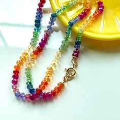 Knotted Rainbow Necklace Natural Gemstone Jewelry Rainbow - Etsy Rainbow Gifts, Rainbow Stone, Luxe Boho, Rainbow Gift, Rainbow Necklace, Natural Gemstone Jewelry, Rainbow Crystal, Stone Necklace, Layered Necklaces