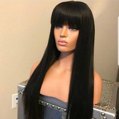 Bangs Lace Front, Wig With Closure, Human Hair Wigs With Bangs, Stylish Short Hair, Straight Wigs, Curly Bob Wigs, Frontal Hairstyles, Short Hair Wigs