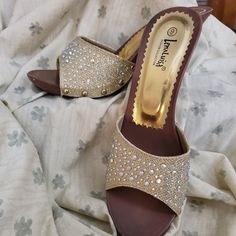 Open Toed Summer Heel, Never Worn, Comes In Original Box, Excellent Condition Beige Wedge Heel Party Shoes, Beige Wedge Heels For Party, Elegant Party Wedge Heel Block Heels, Elegant Party Block Heels With Wedge Shape, Elegant Party Block Heels With Wedge, Summer Heels, Shoes Women Heels, Original Box, Shoes Heels