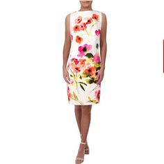 Ralph Lauren Women's Floral Print Sleeveless Party Dress Size 4 Msrp $155 Nwt 97% Polyester , 3% Elastane Lining 95% Polyester , 5% Elastane Machine Wash Cold Do Not Bleach Cool Iron If Needed Elegant Multicolor A-line Sleeveless Dress, Elegant Sleeveless Multicolor Midi Dress, Sleeveless Formal Dress For Spring, Sleeveless Dresses For Spring Formal, Elegant Multicolor Sleeveless Midi Dress, Sleeveless Spring Formal Dress, Sleeveless Spring Dress For Formal Occasions, Elegant Multicolor Midi Sleeveless Dress, Sleeveless Formal Dress For Summer