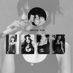 the cover art for jennyie kim's album, which features six women in black and