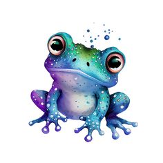 a blue frog with bubbles on it's body and its eyes are wide open