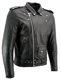 Xelement B7100 Men's 'Classic' Black TOP GRADE Leather Motorcycle Biker JacketOutside Features Made of Premium Cowhide 1.2-1.3mm Thick Leather Classic Retro Design Front Zipper Closure Classic Snap Down Lapel Collar (Full Closure with Hidden Snap Buttons To Keep Wind Out when Fully Zipped) Silver Hardware Zippers and Snap Buttons Action Back Shoulder Panel for Arm Movement and Flexibility while Riding Zippered Cuffs with Webbing Built In Adjustable Belted Waist 2 Outside Zipper Hand Pockets 1 Ou Leather Jackets Online, Heavy Coat, Carhartt Jacket, Bike Gear, Classic Motorcycles, Leather Motorcycle Jacket, Nice Leather, Leather Jacket Men, Jackets Online