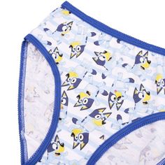 Featuring Bluey and Bingo, your Bluey fan will love getting ready for the day with these cute brief panties. Featuring Bluey and Bingo, your Bluey fan will love getting ready for the day with these cute brief panties. 7 pairs Elastic waistband Brief silhouetteFABRIC & CARE Cotton Machine wash Imported Size: 8. Color: Multicolor. Gender: female. Age Group: kids. Pattern: Pattern. Cute White Brief Bottoms, Playful Cartoon Print Bottoms For Sleepover, Fun Cotton Bottoms For School, Blue Bottoms For Playtime, Machine Washable, Playful Blue Bottoms For School, Playful Blue Bottoms For Playtime, Fun Cartoon Print Bottoms For Playwear, Blue Bottoms For Playwear, Machine Washable, Blue Playwear Bottoms Machine Washable