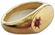 Yellow Gold Ruby Signet Ring With Polished Finish, Gold Ruby Signet Ring With Polished Finish, Yellow Gold Ruby Signet Ring As Gift, Formal Ruby Signet Ring, Heirloom Ruby Signet Ring With Polished Finish, Gold Ruby Signet Ring As Gift, Ruby Birthstone Signet Ring Gift, Ruby Signet Ring With Polished Finish, Classic Gold Ruby Signet Ring