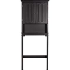 a tall black wooden cabinet with two doors