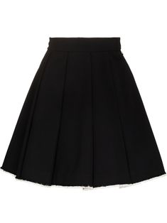 pleated raw-hem skirt from SHUSHU/TONG featuring black, wool-silk blend, high waist, pleated skirt and raw-cut hem. | SHUSHU/TONG Pleated Raw-Hem Skirt Mid Thigh Skirt, Pleated Black Skirt, Skirt Black, Black Skirts, Shushu Tong, Skirt Png, Georgette Skirt, School Skirt, Metallic Pleated Skirt