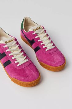 Gola Elan Sneaker | Urban Outfitters Pink Suede Sneakers With Gum Sole, Pink Suede Low-top Sneakers, Low-top Suede Sneakers With Laces, Custom Suede Sneakers For Sports, Pink Suede Lace-up Sneakers, Low-top Suede Sneakers With Elastic Laces, Suede Sneakers With Elastic Laces, Lace-up Jogging Sneakers With Gum Sole, Lace-up Sneakers With Gum Sole For Jogging