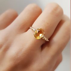 Oval Citrine Engagement Ring, Yellow Gem Engagement Ring, Gold Ring With Yellow Stone, Yellow Gem Ring, Engagement Ring Yellow Stone, Citrine Ring Design, Engagement Ring Citrine, Yellow Stone Wedding Rings, Citrine Jewelry Set