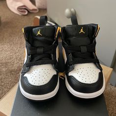 Never Worn Jordan’s For Boy Or Girl Sporty Black Sneakers For Playtime, Black Sporty Sneakers For Playtime, Black High-top Sneakers With Soft Sole, Black Synthetic Sneakers For Playtime, Black Sporty Sneakers, Jordan 1 Colors, Shoes Jordan 1, Shoes Jordan, Girly Shoes