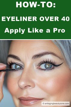 How to apply eyeliner for older women over 40 Easy Way To Apply Eyeliner, Lid Eyeliner, Easy Eyeliner, Mommy Makeup, Eyeliner Application, Eyeliner Tips, Beauty Zone