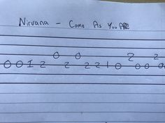 a piece of paper with writing on it that says nirvana - come as you are