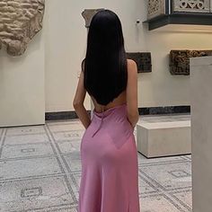 Chic A-line Backless Dress, Fitted Feminine Maxi Halter Dress, Chic V-neck Backless Dress For Casual Occasions, Chic A-line Slip Dress, Pink Maxi Length Halter Dress For Date Night, Feminine Midi Length Halter Dress, Feminine Backless Midi Dress For Date Night, Pink Backless Slip Dress For Date Night, Elegant Pink Backless Halter Dress