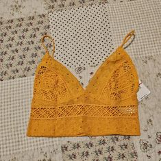 Free People, Bralette. New, In A Beautiful Mustard Colour. Free People Bralette, Bandeaus, Free People Intimates, Orange Yellow, Color Orange, Women's Intimates, Bralette, Mustard, Free People