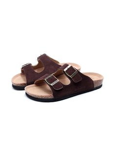 Brown Brown Double Strap Sport Sandals With Cushioned Footbed, Comfortable Slides With Adjustable Strap And Round Toe, Brown Double Strap Casual Slides, Brown Casual Sport Sandals With Double Strap, Brown Double Strap Textured Footbed Sandals, Brown Double Strap Footbed Sandals With Textured Footbed, Brown Double Strap Footbed Sandals With Adjustable Strap, Brown Double Strap Slides With Textured Footbed, Casual Double Strap Mules With Leather Footbed