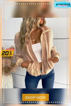 Fashion Cardigan Women's Wear Solid Color Long Sleeve Lapel Fleece Coat Beige Fleece Jacket For Fall, Cozy Fit Beige Outerwear For Fall, Beige Long-sleeve Fleece Jacket For Winter, Long Sleeve Beige Fleece Jacket For Winter, Beige Long Sleeve Fleece Jacket For Winter, Cozy Fit Long Sleeve Fleece Jacket For Fall, Beige Cozy Long Sleeve Fleece Jacket, Cozy Beige Long Sleeve Fleece Jacket, Beige Cozy Fleece Jacket