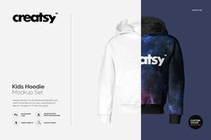 the hoodie mockup is designed to look like an outer space scene