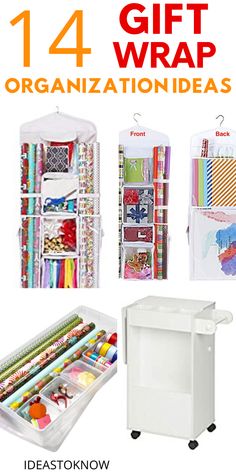 the gift wrap organization ideas are great for kids to use in their crafting projects