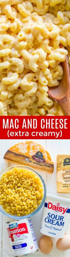 macaroni and cheese is being made with extra cream