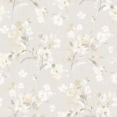 Sample Azalea Neutral Floral Branches Wallpaper Strip Wallpaper, Branches Wallpaper, Textured Backdrop, Stripped Wallpaper, Neutral Wallpaper, Wallpaper For Sale, Floral Branch, Manhattan Comfort, Botanical Wallpaper