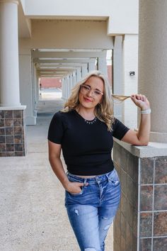 Take your style from 0 to 100 with this Too Much Trouble Black Top! This classic black top is a no-brainer for those looking to add a dash of sophistication without any extra effort! Get ready to get your looks to the next level! Versatile Black Crop Top, Trendy Fitted Black Crop Top, Black Versatile Crop Top For Everyday, Versatile Black Crop Top For Everyday, Edgy Everyday Fitted Tops, Chic Black Crop Top For Everyday, Sleek Black Fitted Top, Edgy Fitted Everyday Tops, Versatile Black Crew Neck Crop Top