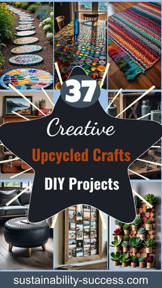 the cover of 37 creative upcycled crafts diy projects with text overlay