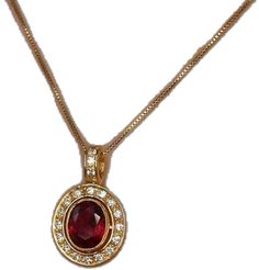 Oval Ruby Necklace With Brilliant Cut, Red Oval Diamond Cut Necklace, Red Round Necklace With Brilliant Cut, Red Round Necklaces With Brilliant Cut, Red Oval Diamond Jewelry, Classic Red Oval Pendant Jewelry, Red Oval Necklace For Anniversary, Oval Red Necklace For Anniversary, Classic Oval Ruby Necklace