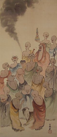 Japanese rendition of The 16 Arhats, or perfected disciples of the Buddha.  They are venerated and admired in Zen Buddhism for their perfect conduct. Countries Of Asia, Siddhārtha Gautama, One Friend, Thich Nhat Hanh, The Buddha, Buddhism, Zen, Force