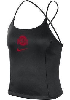 Give your tailgating look a cute update with this Ohio State Buckeyes Womens Tank Top! Look good and stay cool in this Black Icon Clash Sleeveless Shirt. This The Ohio State University Tank Top features a screen print team logo on center chest. Open back, Spaghetti straps, Cross straps across the back, Tie back, Princess seams, 100% Polyester, 4 Tennis Season, Osu Game, Tennis Tank Tops, Womens Lacrosse, Tops Nike, Nike Tank, Nike Tank Tops, Yoga Tank Tops, Ohio State Buckeyes