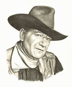 a drawing of a man wearing a cowboy hat