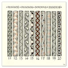 an image of a set of hand drawn borders with numbers and designs on the border