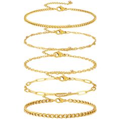 PRICES MAY VARY. Waterproof Nickel-free and lead-free High-quality materials and non-tarnish Hypoallergenic so that it won't irritate sensitive skin Christmas Gifts for Women Men Gold Chain Bracelets, Bracelets Trendy, Dainty Gold Chain, Chain Bracelet For Women, Bracelets Set, Gold Bracelet For Women, Chain Bracelets, Stackable Bracelets, Gold Bracelet Chain