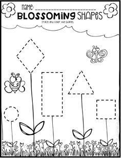 a coloring page with flowers and shapes to make it look like the shape of a house