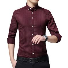 This stripe button up shirt is great for Business and Formal Attire. It is made from Polyester and Spandex, has a turn- down collar, long sleeves and a single breast closure. Pair with your favorite Jeans and Accessories! Perfect Fit Guarantee You only need to provide us with your height weight and collar size and we will do the measurements to give you the shirt that fits you the most. Before Tailoring a shirt, we will contact you with our measurements and reassure with you.If you are not 100% satisfied with our service, we guarantee a free of charge replacement or contribution towards a local tailoring service to achieve the perfect fit. Material: Spandex,PolyesterCollar: Turn-down CollarClosure Type: Single Breasted Semi-formal Striped Collared Shirt, Casual Striped Slim Fit Dress Shirt, Casual Slim Fit Striped Dress Shirt, Fall Pinstripe Button-up Shirt, Fall Button-up Shirt With Vertical Stripes, Business Dress Shirt With Striped Collar, Business Dress Shirt With Striped Collar And Long Sleeves, Vertical Stripes Button-up Business Shirt, Vertical Striped Button-up Shirt For Business