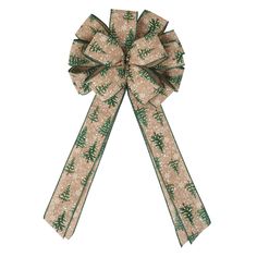 a bow that is on top of a white background with green and brown bows around it