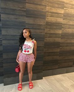 Summer Fly Girl Outfits Black Women, Summer Fits Black Women Girly, Cherry Bomb Outfits Casual, Latto Outfit Ideas, Cherry Shirt Outfit, Plus Vacation Outfits, Bday Outfits Black Women, Cookout Outfits Black Women, Cruise Outfits Black Women