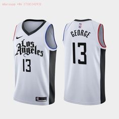 Los Angeles Clippers Paul George 13 2021 City Edition New Arrival White Jersey Paul George 13, Lou Williams, Lakers Jersey, La Clippers, People Brand, Paul George