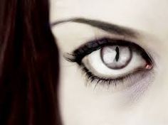 a woman's eye with long black lashes