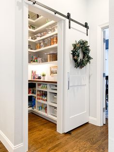 DIY Walk In Farmhouse Pantry on a budget Custom Farmhouse, Farmhouse Pantry, Custom Pantry, Pantry Remodel, Desain Pantry, Pantry Shelving, Pantry Closet