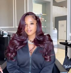 Burgundy Side Part Frontal, Burgundy Side Part Quick Weave, Dark Burgundy Middle Part Wig, Burgundy Side Part Wig, Side Part Burgundy Wig Black Women, Burgundy Hair Dye, Pretty Wigs, Braided Hairstyles For Black Women Cornrows, Red Hair Inspo