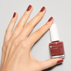 A cozy muted red. Includes: Nail Prep (4 fl oz/ 120ml) Base Coat (0.5 fl oz/ 15 ml) Nail Lacquer (0.5 fl oz/ 15 ml) Top Coat (0.5 fl oz/ 15 ml) Revive (0.5 fl oz/ 15 ml) Berry Nail Polish, Spice Nails, Dazzle Dry, Berry Nails, Muted Red, Nail Prep, Nail Oil, Red Nail Polish, Body Spa