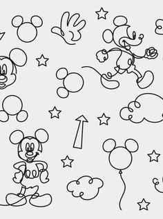 Disney Doodles, Mickey Mouse Art, Mickey Mouse Wallpaper, Kids Wall Decor, Affordable Decor, Black And White Lines, Usa Print, Peel Stick Wallpaper, Disney Stuff