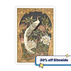 a card with an image of a peacock on it and the words 30 % off site