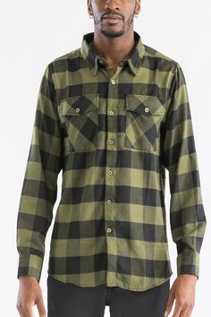 Model is 5'11 wearing size Large. 60% Cotton, 40% Polyester Chest Pockets Button Closure Button Cuff Buffalo Plaid Flannel, Flannel Shirts, Mens Flannel Shirt, Long Sleeve Flannel, Plaid Flannel Shirt, Plaid Flannel, Buffalo Plaid, Flannel Shirt, Traditional Style