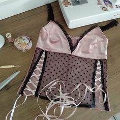 #coquette #lolita #fashion #fashiondesigners #sewing Reworked Clothes, Streamer Dr, Dr Closet, Girl’s Room, Wearing Clothes, Lolita Fashion, Sewing Inspiration, Corset Top, Sewing Projects