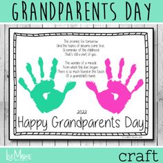 two handprints with the words grandparents's day written on them and an image of