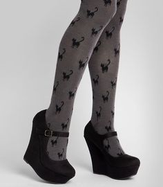 Cat Tights, Funky Tights, Cat Fashion, Socks And Tights, Cat Clothes, Black Cats, Cat Print, Tight Leggings, Cute Shoes